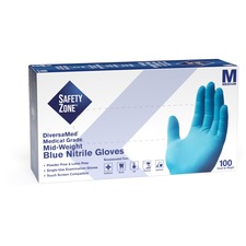 The SZN GNEPMD1 Safety Zone Powder Free Blue Nitrile Gloves - Medium S