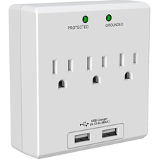 Compucessory CCS 25674 Wall Charger Station - 3 X Ac, 2 X Usb - 2.40 A