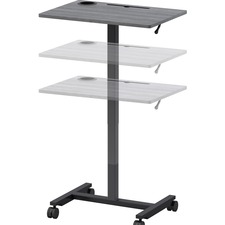 Lorell LLR 84837 Height-adjustable Mobile Desk - Weathered Charcoal La