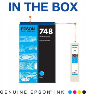 Original Epson T748220 T748 Cyan Ink Cartridge