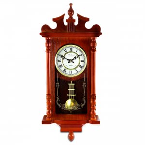 Bedford BED1924 Collection 25 Inch Wall Clock With Pendulum And Chime 