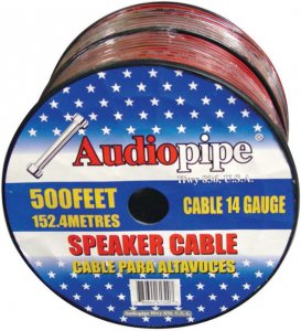 Nippon CABLE14BLACK Speaker Cable 14 Ga. 500' Audiopipe; Red + Black