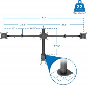 Relaunch MI-1753 Mount-it Mi-101753 Triple Arm (horizontal) Monitor Mo