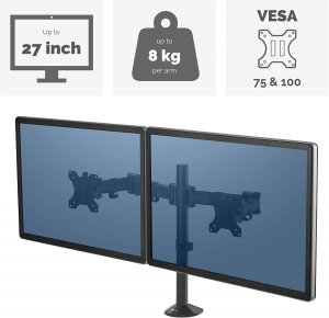 Fellowes 8502601 Reflex Dual Monitor Arm - 2 Display(s) Supported - 30