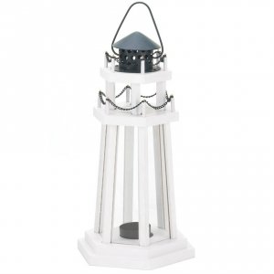 Gallery ASP 30206 White Wood Lighthouse Candle Lantern