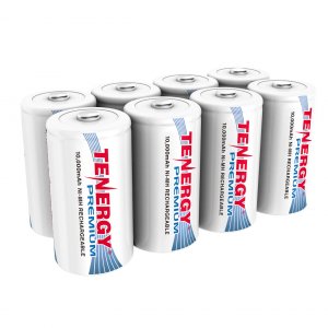 Tenergy 90425 Combo: 8pcs  Premium D 10,000mah Nimh Rechargeable Batte