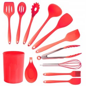 Megachef MGSP-811 Red Silicone Cooking Utensils, Set Of 12