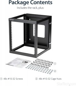 Startech RK1219WALLOH 12u 22in Depth Hinged Open Frame Wallmount Serve