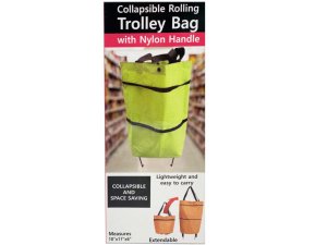 Bulk GH948 Collapsible Rolling Trolley Bag With Nylon Handle