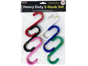 Bulk GE788 24 Pack Heavy Duty Assorted Color S-hook Set