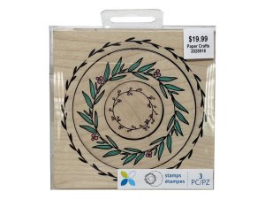 Bulk CS220 Momenta 4quot; X 4quot; 3 Piece Wooden Wreath Stamp Set