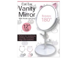 Bulk GH910 Cute Cat Ear Vanity Mirror With Hooks And Tray