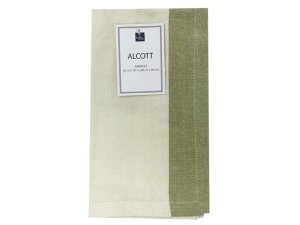 Bulk DB491 Homewear 18quot; X 18quot; Ivory And Green Single Napkin