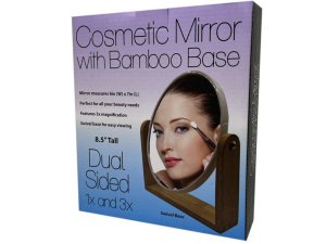 Bulk GE770 3x Magnification Double-sided Cosmetic Mirror With Bamboo B