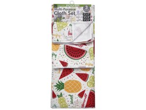 Bulk GE928 3 Pack Fruit Design Microfiber Multi-purpose Kitchen Cloth 