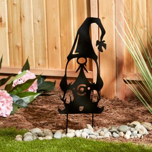 Accent 4506714 Metal Gnome Garden Stake - Black Hat