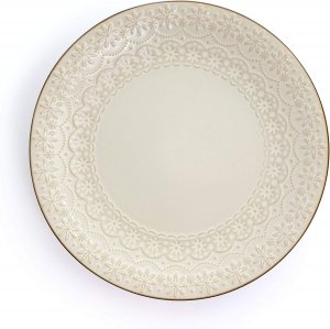 Elama EL-CONTESSA Embossed Scalloped Stoneware Dinnerware Dish Set, 16