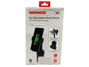 Bulk AA400 Magnavox Car Cup Holder Phone Mount With 10w Wireless Charg