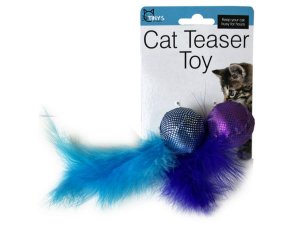 Bulk GE700 Cat Teaser Toy Ball With Feathers