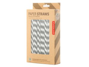 Bulk AA278 Kikkerland Set Of 144 Paper Straws In Gray