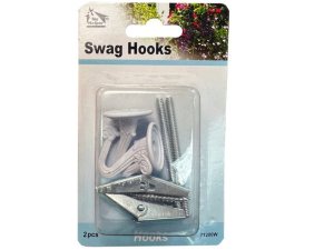 Bulk AA387 My Helper 2 Pack White Swag Hooks With Hardware