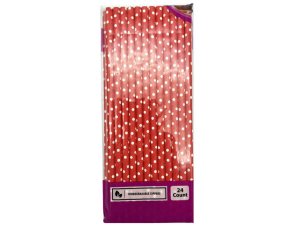 Bulk FD451 24 Count Stylish Paper Straws In Pink