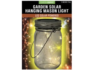 Bulk GE932 Hanging Glass Jar Filled With Solar Power Twinkle Lights