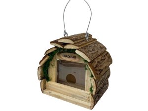 Bulk GE832 6quot; X 9quot; Log Cabin Bird Feeder With Plastic Window