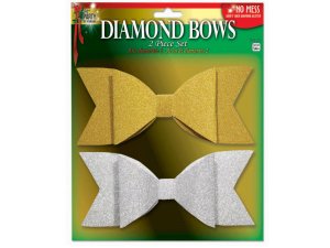 Bulk AF913 2 Pack 3quot; X 7quot; Glitter Diamond Bows