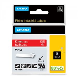 Dymo 1805416 Rhino 12in Red Vinyl-12mm