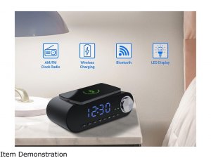 Rosewill RBWS-20015 Wireless Charging Alarm Clock With Bluetooth Speak