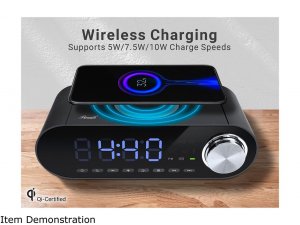 Rosewill RBWS-20015 Wireless Charging Alarm Clock With Bluetooth Speak