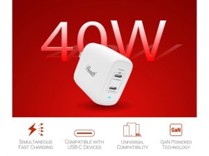 Rosewill RBWC-20036 40w Dual Usb-c Gan Wall Charger - White