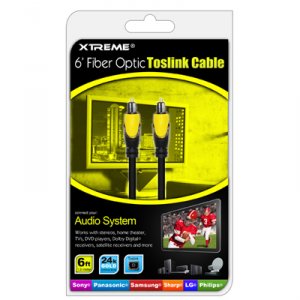 Xtreme 73506 Cable, 6' Fiber Optic Toslink