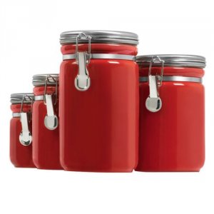 Anchor 03923RED Canister Set Red Ceramic 4pc