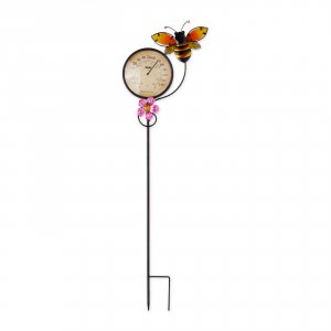 Accent 4506864 Metal Thermometer Garden Stake - Bee And Flower