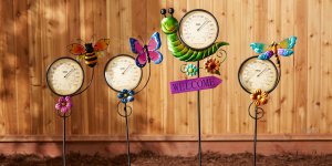 Accent 4506864 Metal Thermometer Garden Stake - Bee And Flower