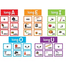 Teacher TCR 20851 Long Vowels Pocket Chart Cards - Skill Learning: Lon