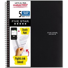 Acco MEA 72081 Five Star Notebook - 5 Subject(s) - 200 Sheets - Wire B