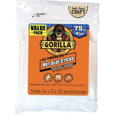 Gorilla GOR 3027502 Gorilla Glue Mini Hot Glue Sticks - 75  Pack - Cle