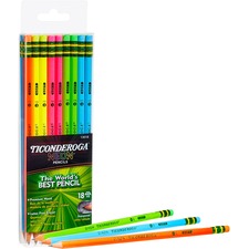 Dixon DIX X13018 Ticonderoga Bright Neon No. 2 Pencils - 2 Lead - Blac