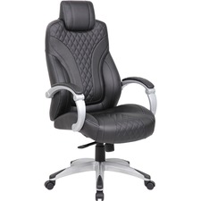 Norstar BOP B8871BK Boss Hinged Arm Executive Chair - Black Vinyl Seat