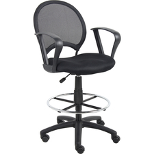 Norstar BOP B16217 Boss Mesh Drafting Stool W Loop Arms - Black Mesh F