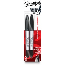 Newell SAN 2152698 Sharpie Brush Twin Permanent Markers - Ultra Fine M