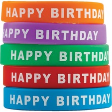 Teacher TCR 6559 Happy Birthday Wristbands - 10  Set - Multi - Silicon