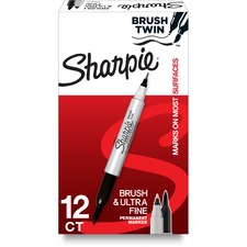 Newell SAN 2151734 Sharpie Brush Twin Permanent Markers - Fine, Broad,