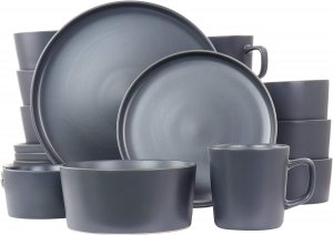 Elama EL-LUXMATTE-DG Luxmatte Contemporary Dinnerware Set, 20 Piece, D