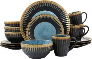 Elama ELM-TAVILLA Round Stoneware Tavilla Collection Dinnerware Set Fo