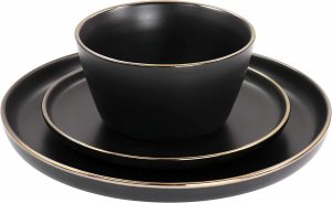 Elama ELM-PAUL16 Paul 16 Piece Stoneware Dinnerware Set In Matt Black 