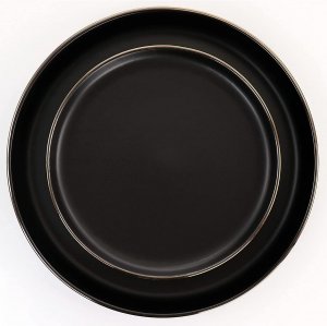 Elama ELM-PAUL16 Paul 16 Piece Stoneware Dinnerware Set In Matt Black 